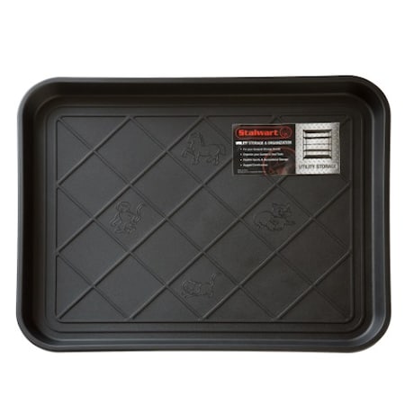 Fleming Supply Oversized Boot Tray- All Weather Plastic Utility Shoe Mat- Water Resistant to Protect Floors, Black 364564ZXO